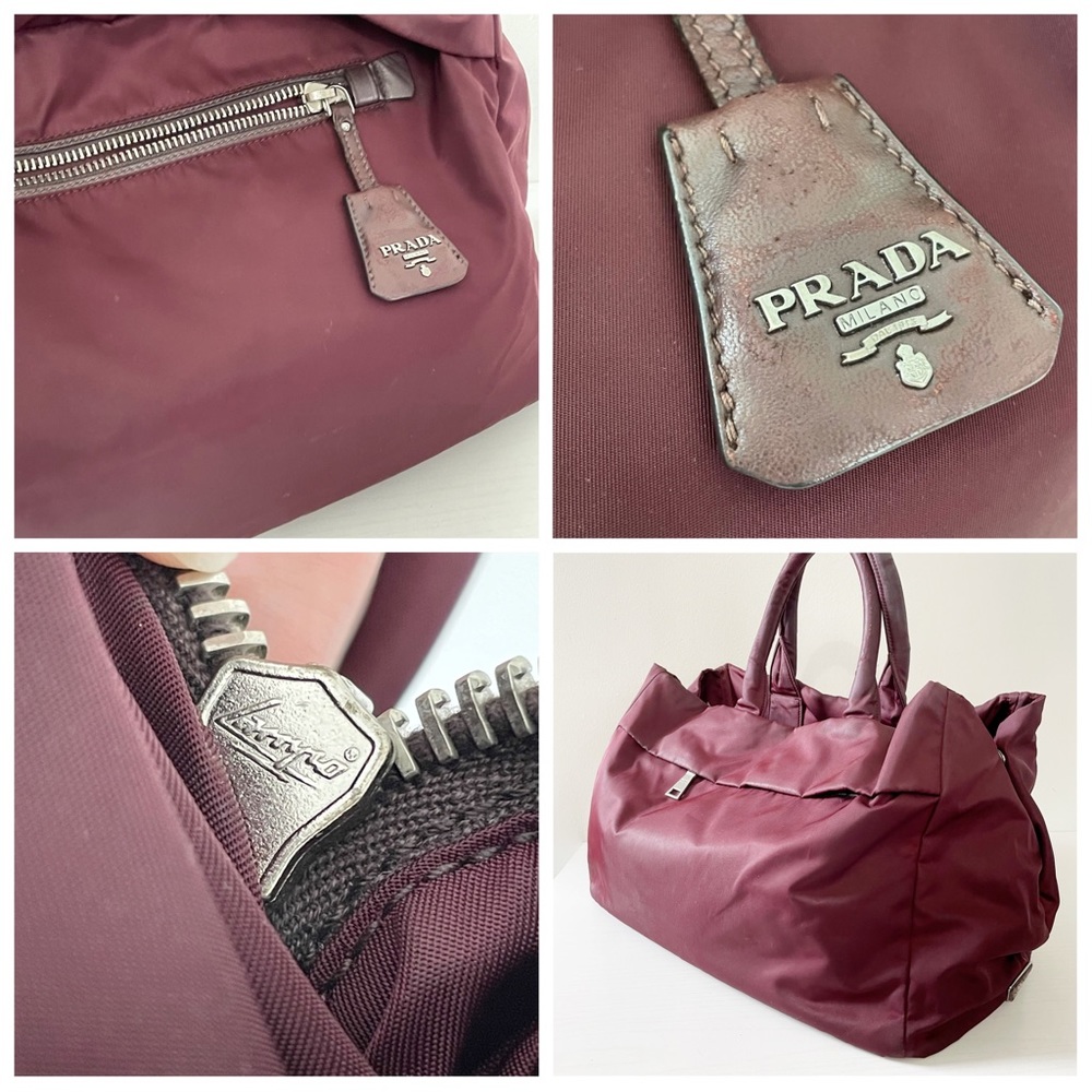 Prada burgundy Tessuto nylon large travel tote bag - Picture 2 of 10
